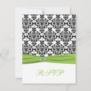 Antwortkarte für Chartreuse, Weiß und Schwarz RSVP Karte
