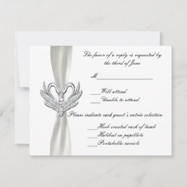 Antwortkarte für das White Ribbon Silver Swans RSVP Karte