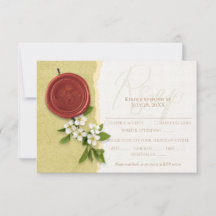 Antwortkarte für die Hochzeit mit rotem Siegel