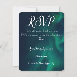 Antwortkarte für die Nordlichter-Hochzeit RSVP Karte