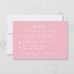 Antwortkarte für die rosa Mahlzeiten RSVP Karte