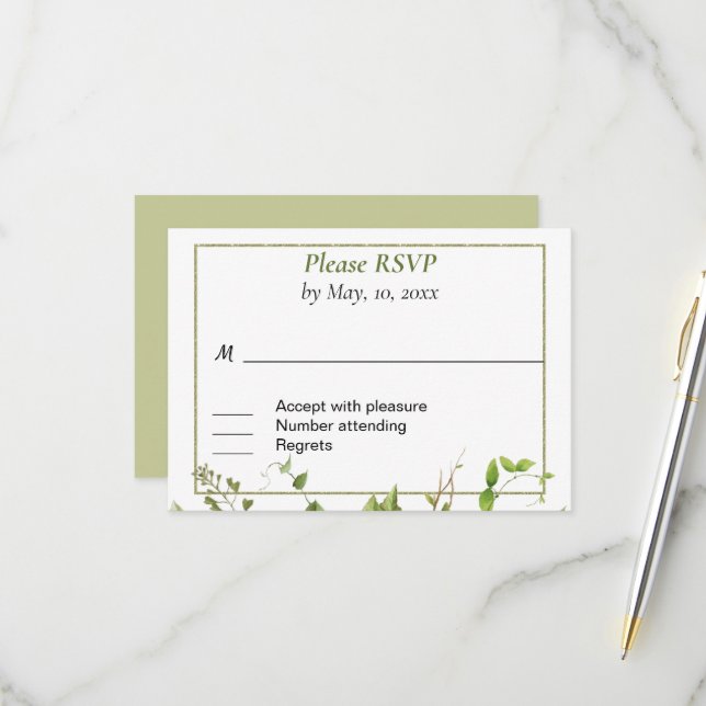 Antwortkarte für die Rustikale Zweigstelle RSVP Karte (Vorderseite/Rückseite Beispiel)