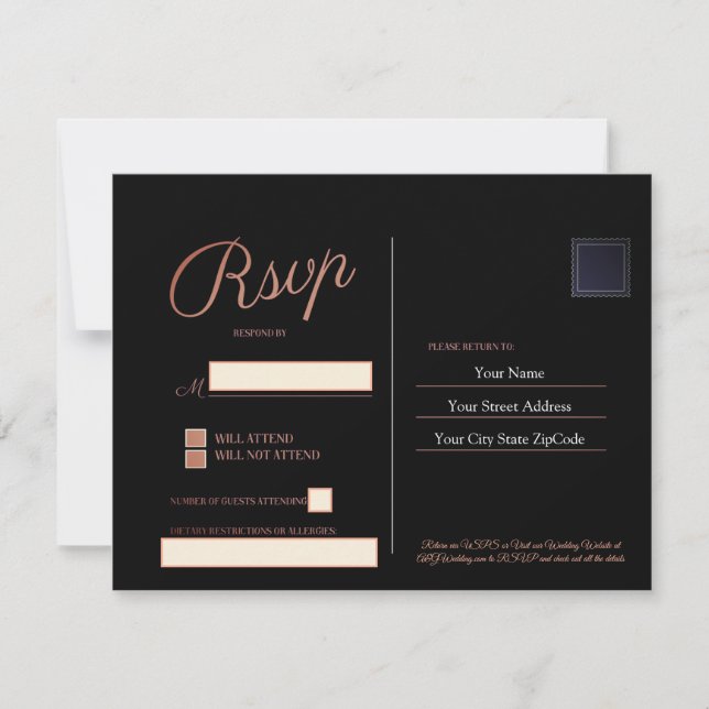 Antwortkarte für Dusty-Rose RSVP Karte (Vorderseite)