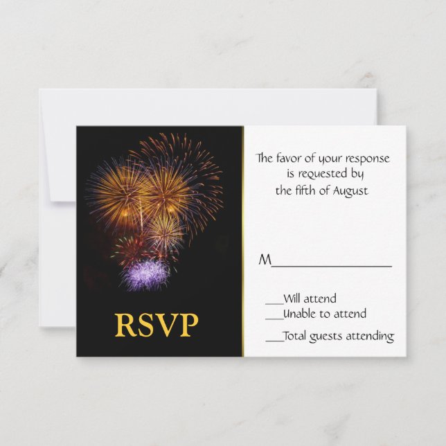 Antwortkarte für Fireworks RSVP Karte (Vorderseite)