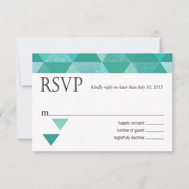 Antwortkarte für geometrische Dreiecke (UAWG) | Aq RSVP Karte (Vorderseite)
