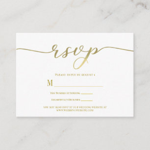 Antwortkarte für Hochzeit mit Goldschrift R.S.V.P. Begleitkarte