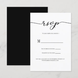 Antwortkarte für Hochzeit mit schwarzer Schrift Einladung