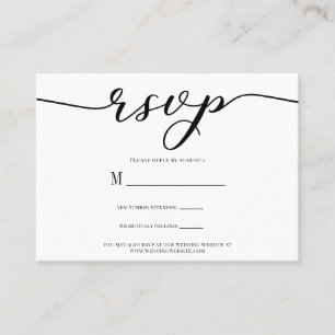 Antwortkarte für Hochzeit mit schwarzer Schrift Visitenkarte