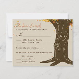 Antwortkarte für Hochzeit unter der Eiche mit Menü RSVP Karte