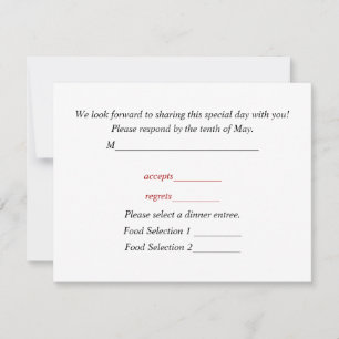 Antwortkarte für Hochzeitseinladungen RSVP Karte