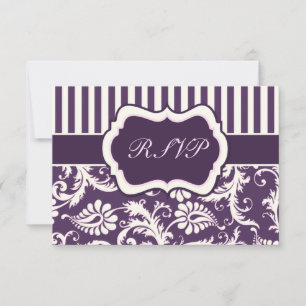 Antwortkarte für lila, cremefarbene und rosa Strei RSVP Karte