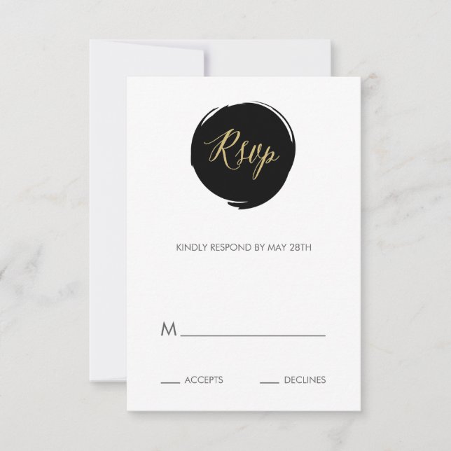 Antwortkarte für moderne Pinselstriche RSVP Karte (Vorderseite)