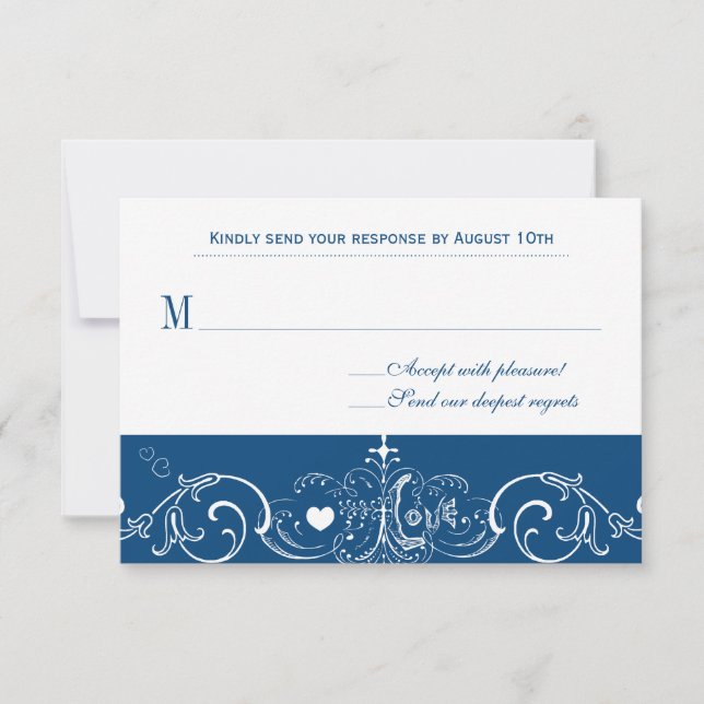 Antwortkarte für Navy Blue Chalkboard RSVP Karte (Vorderseite)