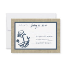 Antwortkarte für Navy Blue und Burlap