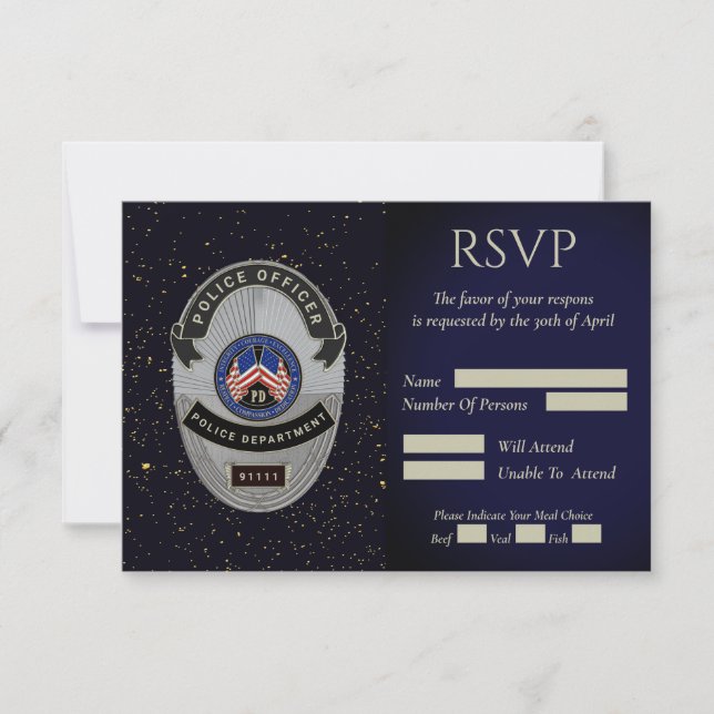 Antwortkarte für Polizeibeamte RSVP Karte (Vorderseite)