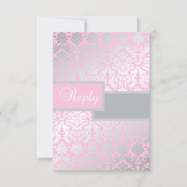 Antwortkarte für Rosa und Grau RSVP Karte (Vorderseite)