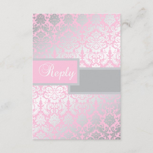 Antwortkarte für Rosa und Grau RSVP Karte (Vorderseite)