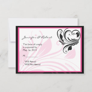Antwortkarte für schwarz-schwarz-rosa Florenscroll RSVP Karte
