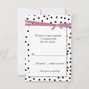 Antwortkarte für Schwarz-Weiß-Polka-Dot-Party RSVP Karte
