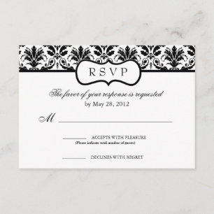 Antwortkarte für schwarze und weiße Flora RSVP Karte