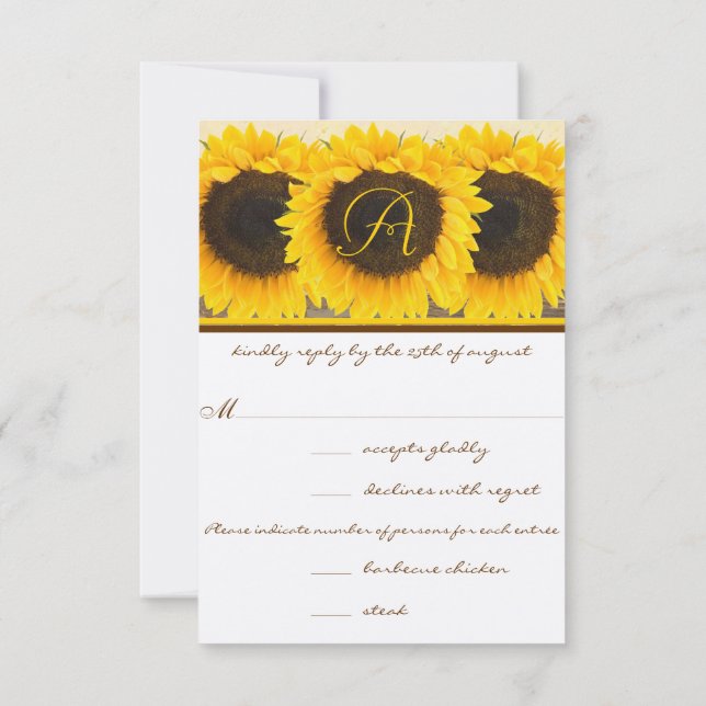 Antwortkarte für Sonnenblumen RSVP Karte (Rückseite)