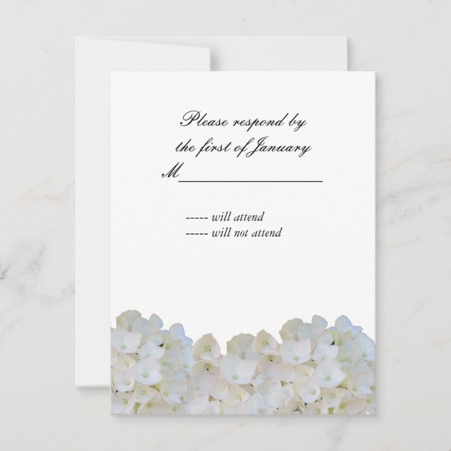 Antwortkarte für White Hydrangea RSVP Karte (Vorderseite)