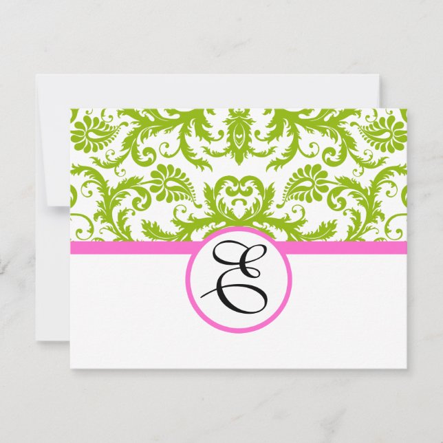 Antwortkarte grün/rosa RSVP karte (Vorderseite)