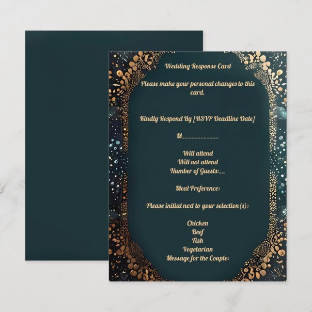 Antwortkarte mit kleinen gepunkteten Designflorale RSVP Karte (Vorne/Hinten)