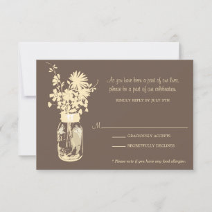 Antwortkarte  Wilde Blumen & Mason Glas RSVP Karte