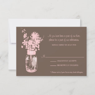 Antwortkarte  Wilde Blumen & Mason Glas RSVP Karte