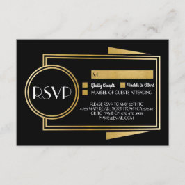 Antwortkarten Art Deco UAWG 1920er Jahre Gold Blac Einladung