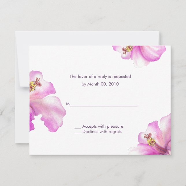 Antwortkarten für den Hibiskus Aquarell RSVP Karte (Vorderseite)