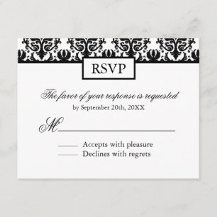 Antwortkarten für Schwarz-Weiß-Damaskus - UAWG RSVP Karte