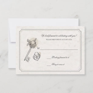 Antwortkarten Schlüssel Zu Meinem Herzen RSVP Karte