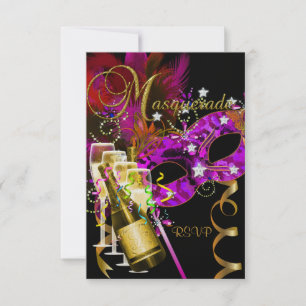 Antwortmasken für RSVP-Antworten in Schwarz Gold P RSVP Karte