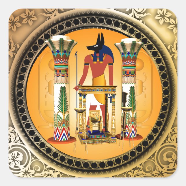 Anubis, Ägypten Quadratischer Aufkleber (Vorderseite)