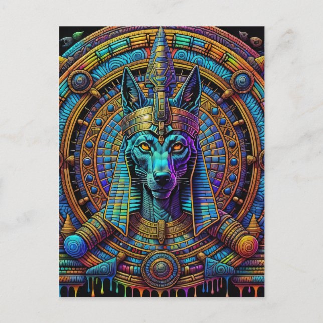 Anubis Ägyptische Kunst Postkarte (Vorderseite)