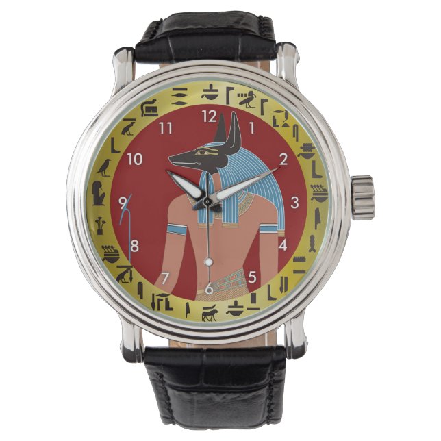Anubis, ägyptischer Gott Armbanduhr (Vorderseite)