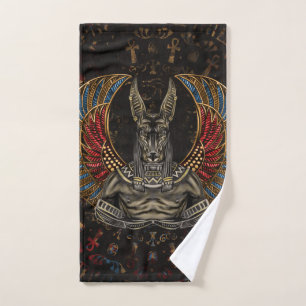 Anubis - ägyptischer Gott Badhandtuch Set