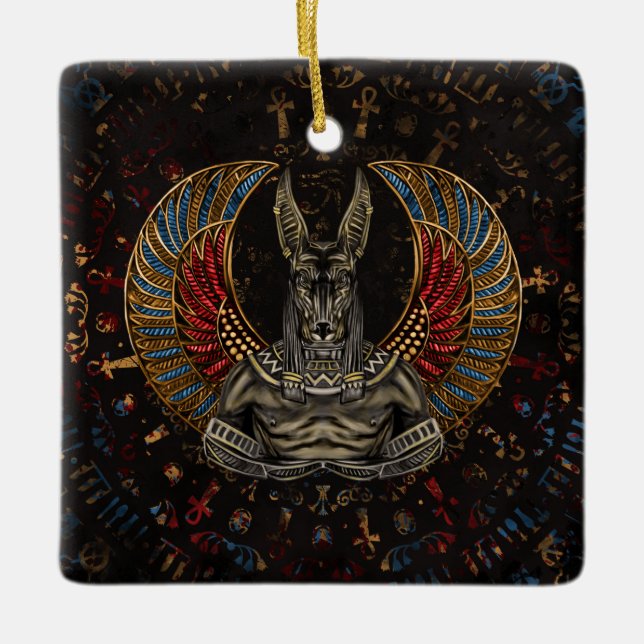 Anubis - ägyptischer Gott Keramikornament (Vorderseite)