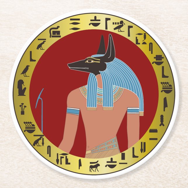 Anubis, ägyptischer Gott Runder Pappuntersetzer (Vorderseite)