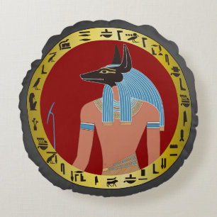 Anubis, ägyptischer Gott Rundes Kissen