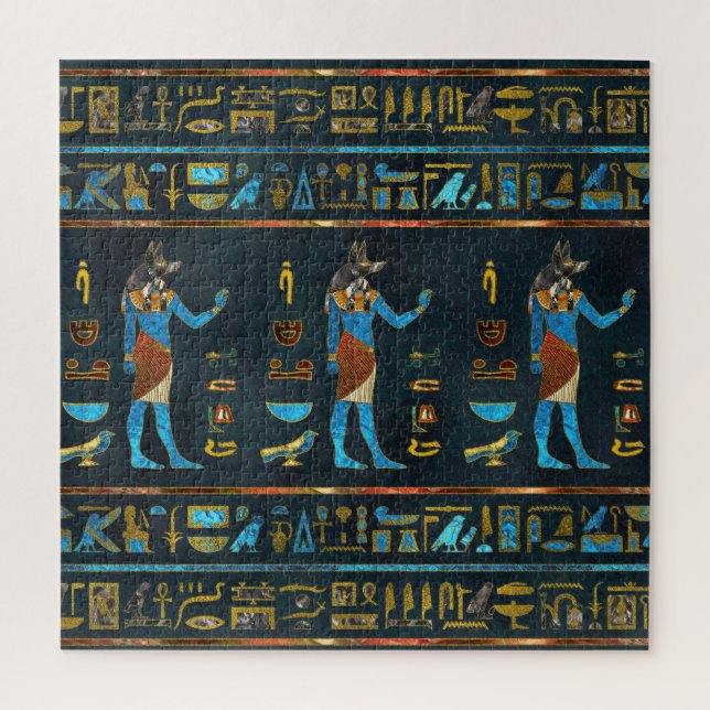 Anubis ägyptisches Gold-, Blaues und Rotesglas (Vertikal)