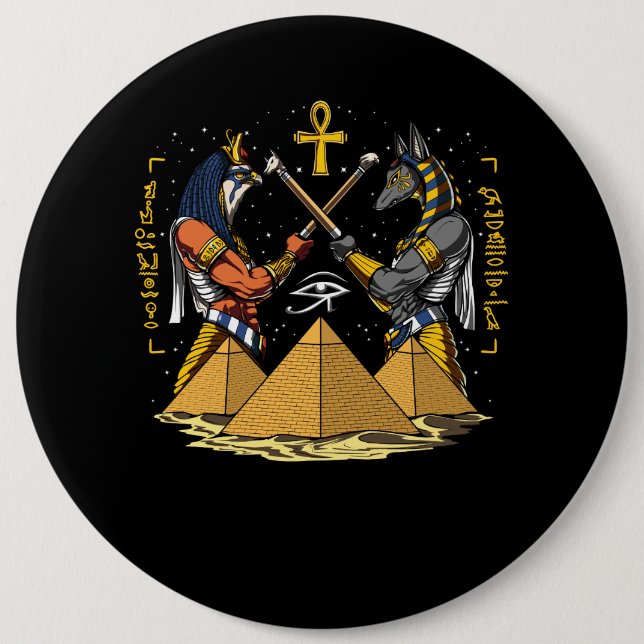 Anubis ägyptisches Gott-Ra Ankh Auge von Horus Button (Vorderseite)