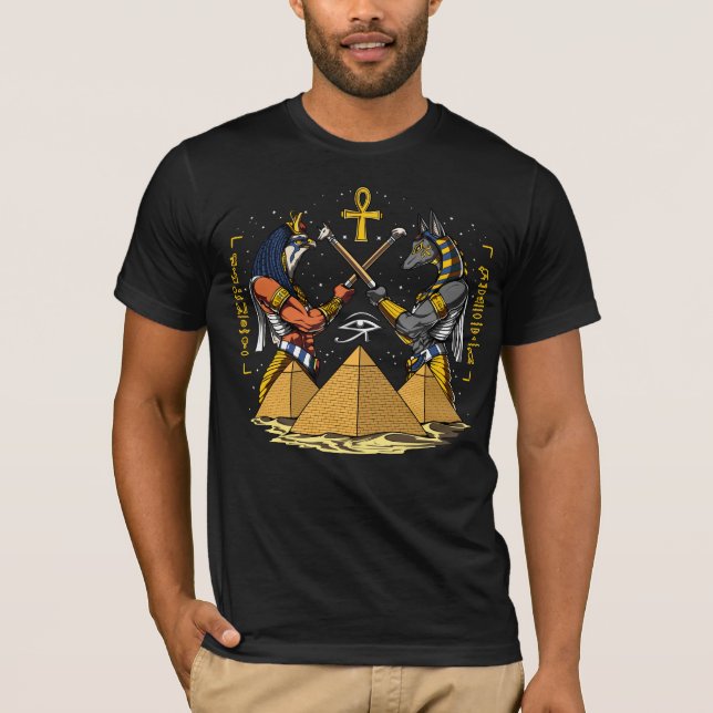 Anubis ägyptisches Gott-Ra Ankh Auge von Horus T-Shirt (Vorderseite)