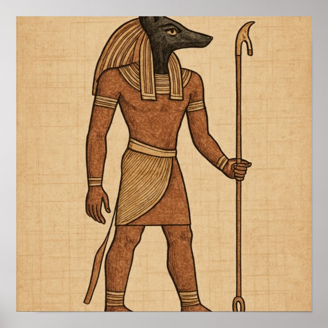 Anubis Ancient Papyrus Ägyptisches Poster (Vorne)
