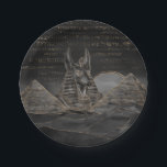 Anubis auf ägyptischer Pyramidelandschaft Pappteller<br><div class="desc">Anubis auf ägyptischer Pyramidelandschaft</div>