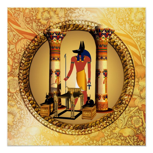 Anubis auf goldenem Hintergrund Poster (Vorderseite)