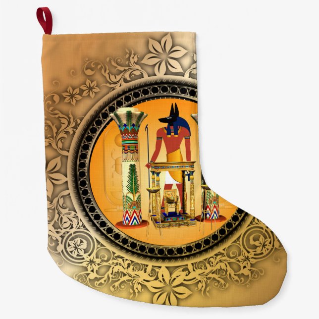 Anubis der ägyptische Gott Großer Weihnachtsstrumpf (Vorderseite)