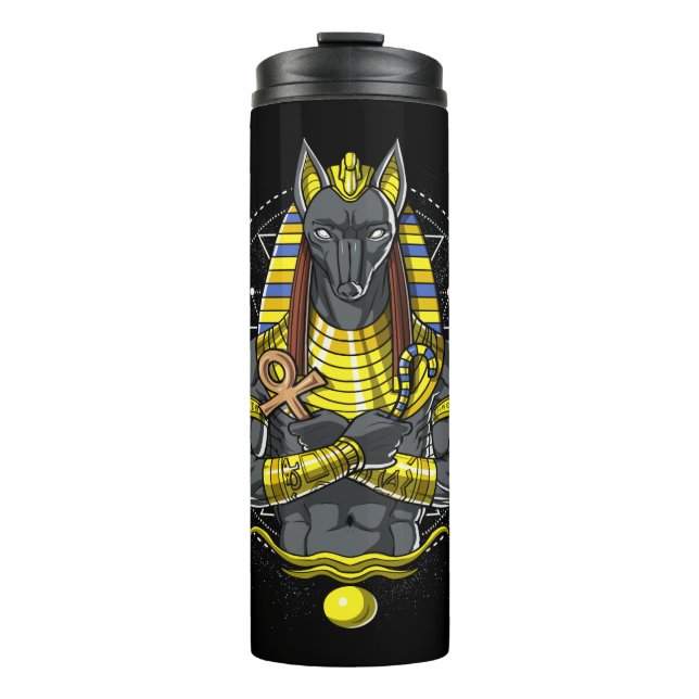 Anubis Egyptian Wolf God Egypt Ankh Mythology Thermosbecher (Vorderseite)